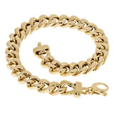 Italian 14k Yellow Gold Hollow Cuban Link Chain Bracelet 8" 7.6mm 12.4 grams