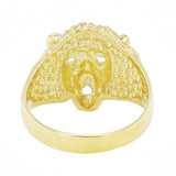 Men's 14k Yellow Gold Solid Lion Head Open Eyes Ring Size 6 - 6