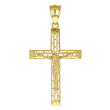 14k Yellow Gold 3D Jesus Christ Crucifix Cross Pendant 1.5" 1.7 grams