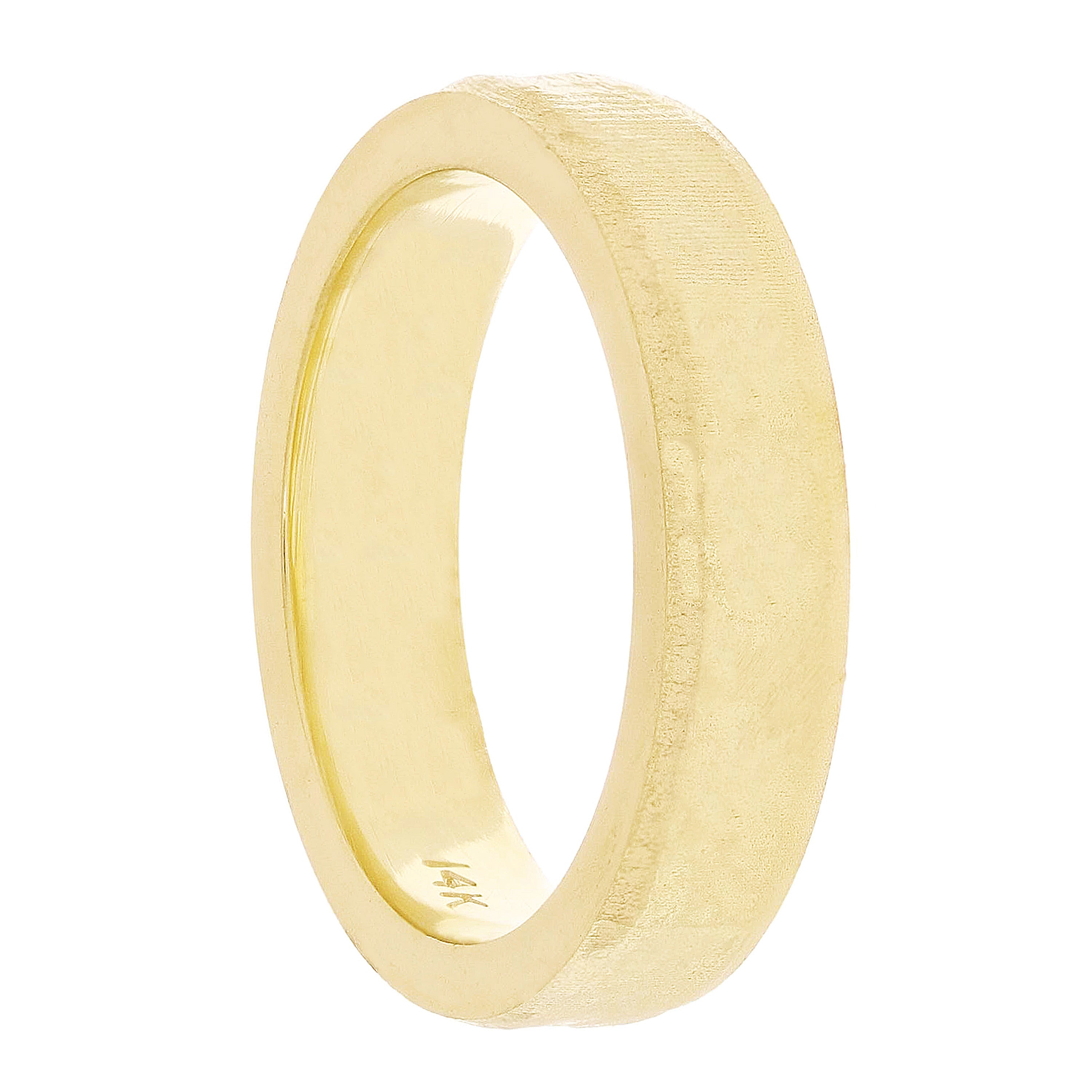 14k Yellow Gold Hammered Finish Ring Band Size 8 - 4.8mm 8.3 grams