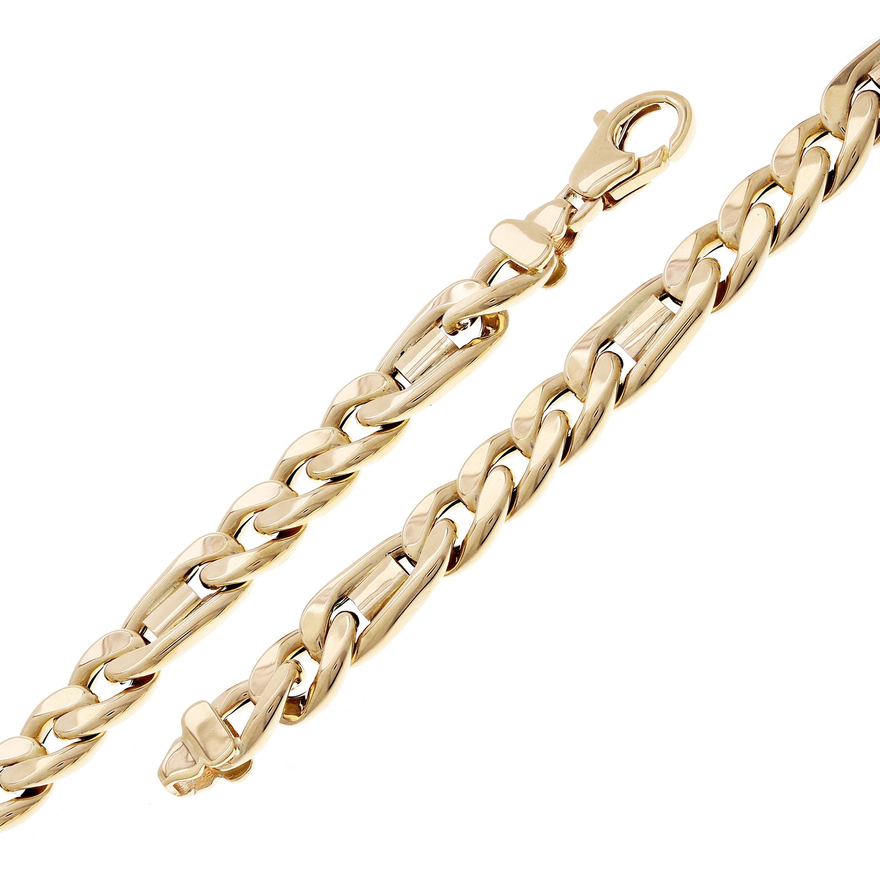 Italian 14k Yellow Gold Hollow Mariner & Cuban Link Bracelet 8.25" 8.5mm 13.2g