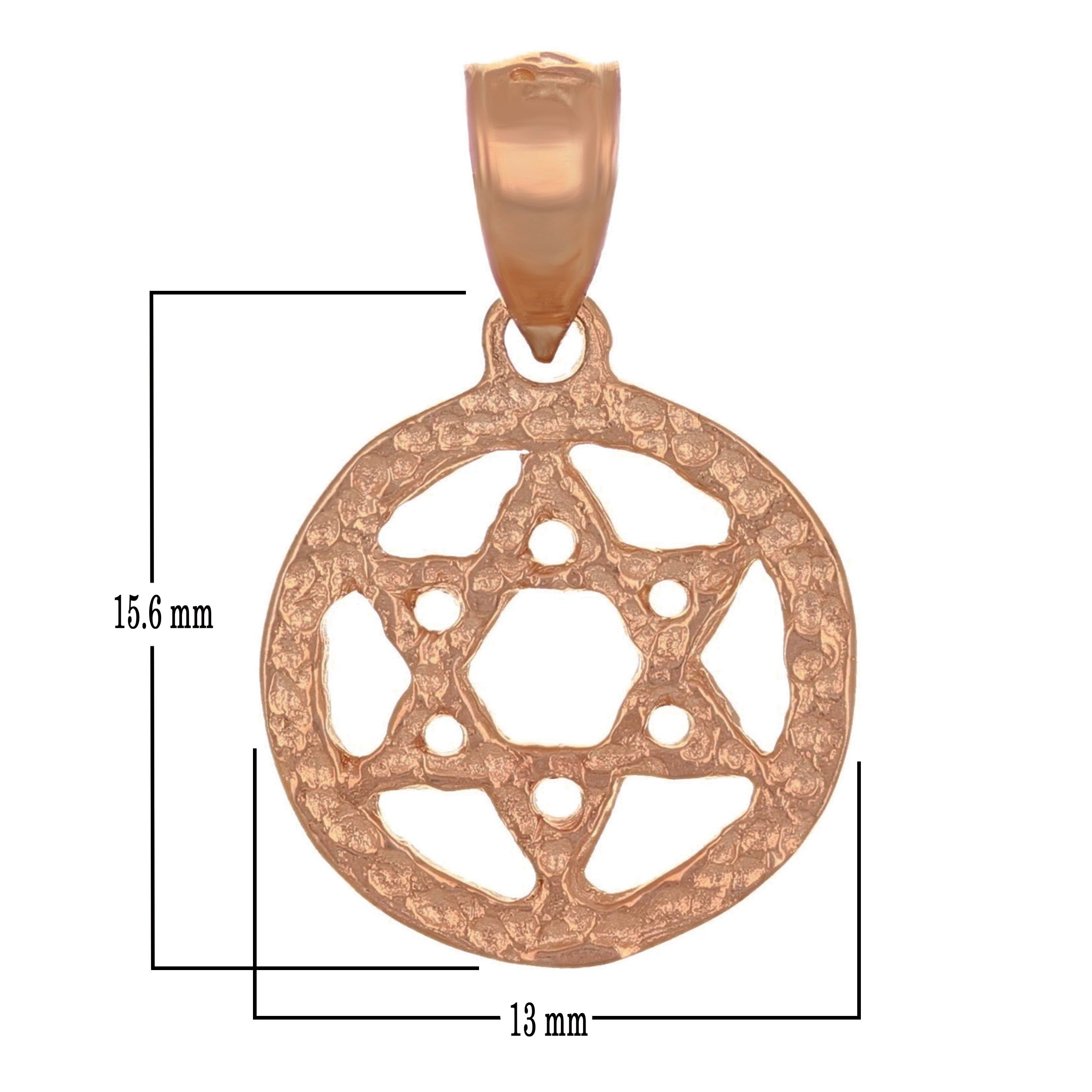 14k Rose Gold Solid Jewish Star of David Charm Pendant 1.2g - Rose