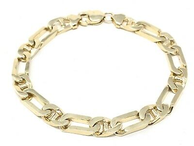 Men's 14k Yellow Gold Solid Figaro Mariner Bracelet 8.5" 7.5mm 36 grams