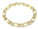Men's 14k Yellow Gold Solid Figaro Mariner Bracelet 8.5" 7.5mm 36 grams
