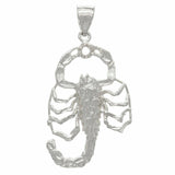 10k White Gold Diamond Cut Scorpion Insect Charm Pendant 1.9" 5 grams