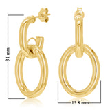 Italian 14k Yellow Gold Hollow Round Dangle Drop Earrings 1.2" 15.8mm 2.6 grams