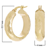 Italian 14k Yellow Gold Hollow Diamond Cut Hoop Earrings 22.5mmx6mm 3 grams