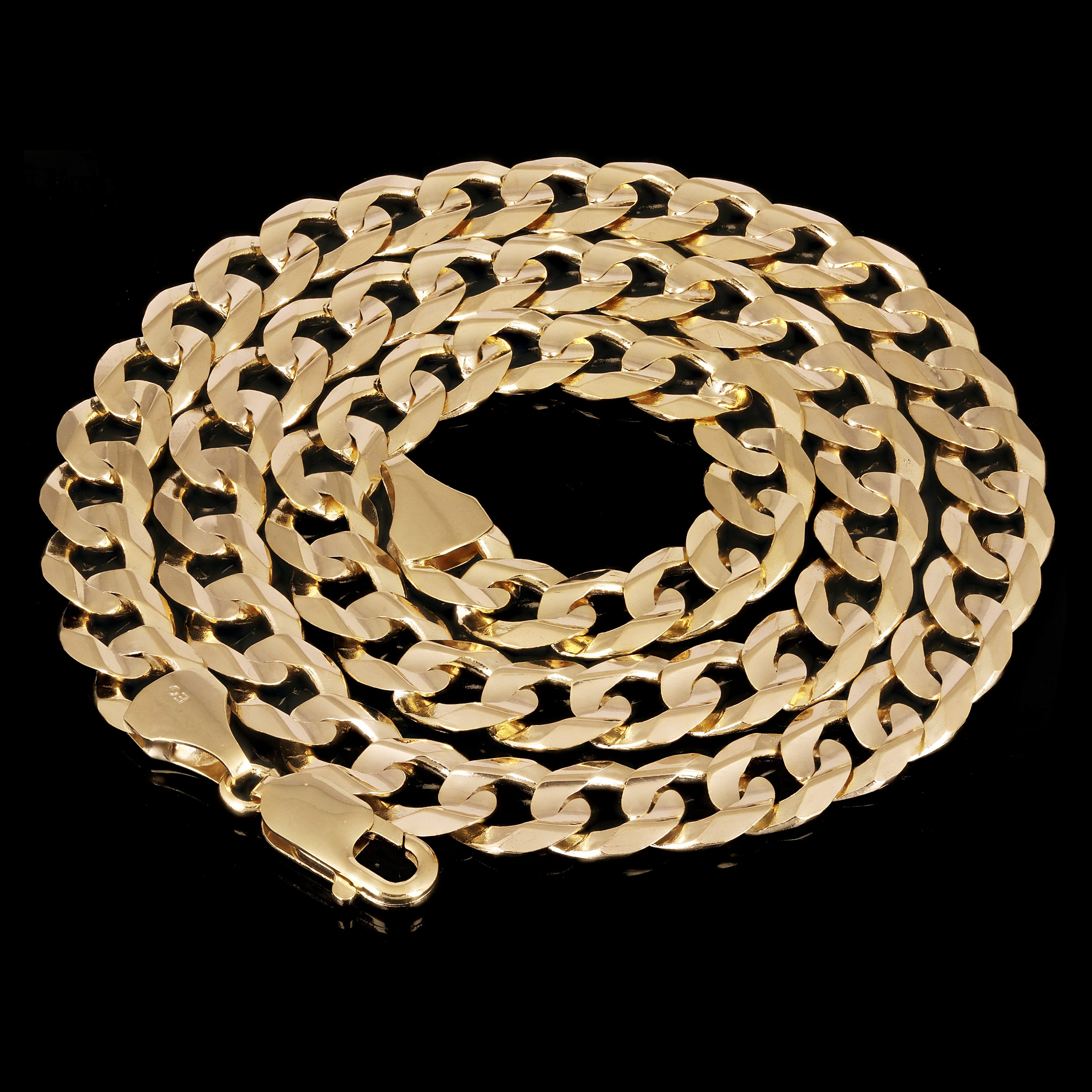 Italian 14k Yellow Gold Solid Concave Curb Cuban Chain Necklace 20" 9mm 45.5gram - Yellow,20" 45.5 grams