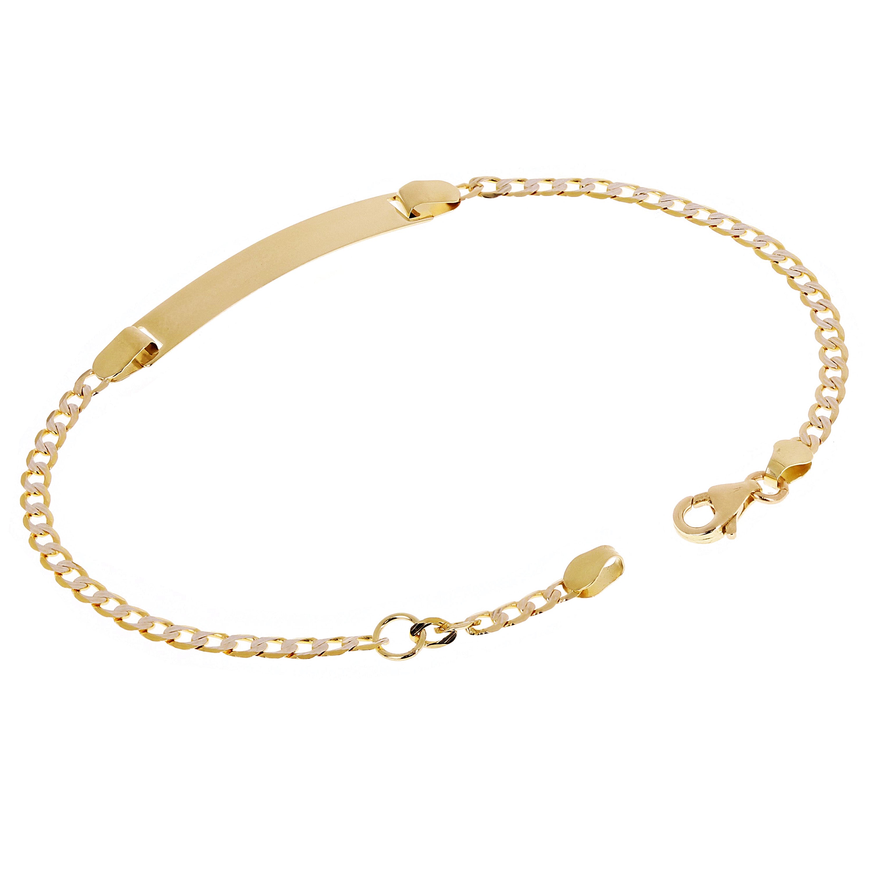 Italian 14k Two Tone Gold Engravable Baby Kids Cuban ID Bracelet 6-7" 2.5 grams