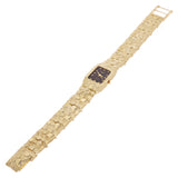 Women's 14k Yellow Gold Nugget Link Bracelet Geneve Watch with Diamonds 6.5-7" - Black Faceplate 7" 42 grams