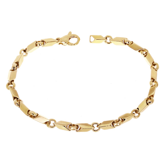 14k Yellow Gold Solid Handmade Fancy Link Bracelet 7