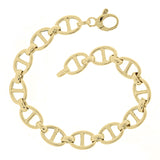 Italian 14k Yellow Gold Oval Mariner Link Chain Bracelet 7.5" 8.6mm  6.7 grams
