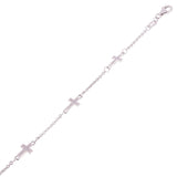 Italian 14k White Gold Sideways Cross Baby Kids Rolo Bracelet 5.5" 5.5mm 1.8g