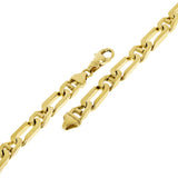 Men's 14k Yellow Gold Solid Figaro Anchor Mariner Bracelet 7" 7.5mm 29.5 grams - 7" 29.5 grams