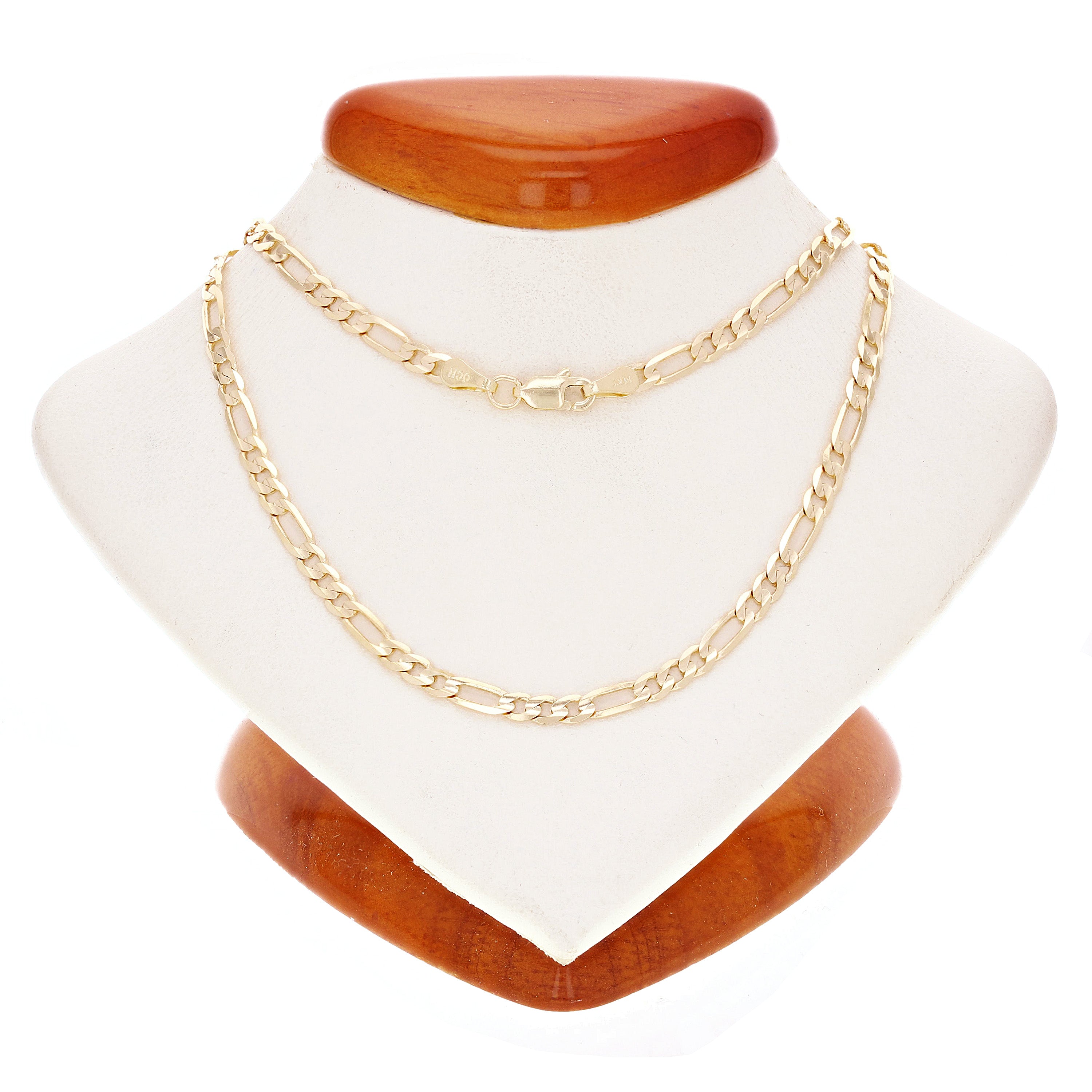 Italian 14k Yellow Gold Solid Figaro Chain Necklace 18" 2.3mm 4.3 grams - 18"