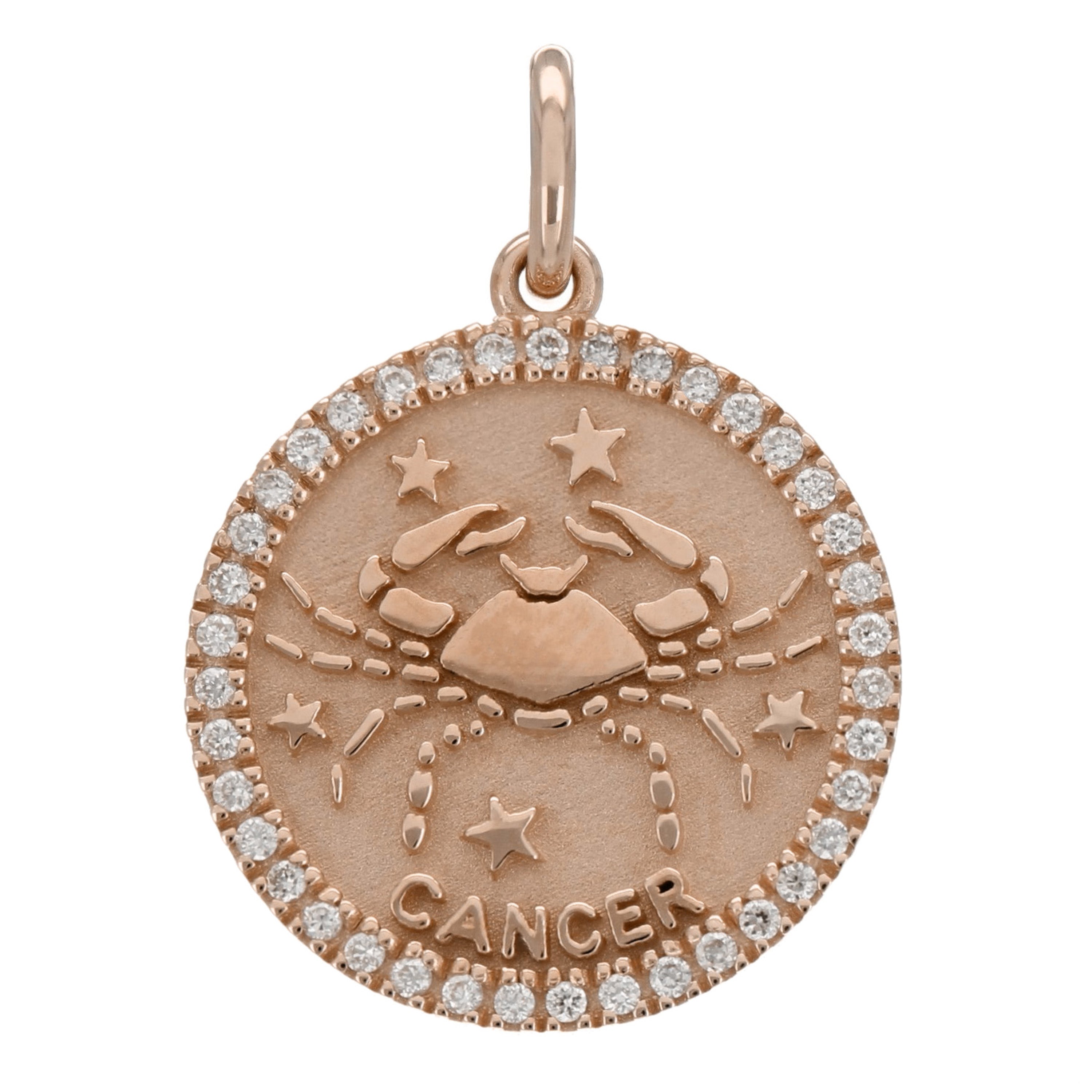 14k Rose Gold  Diamond Zodiac Sign Cancer Pendant - Cancer,Rose