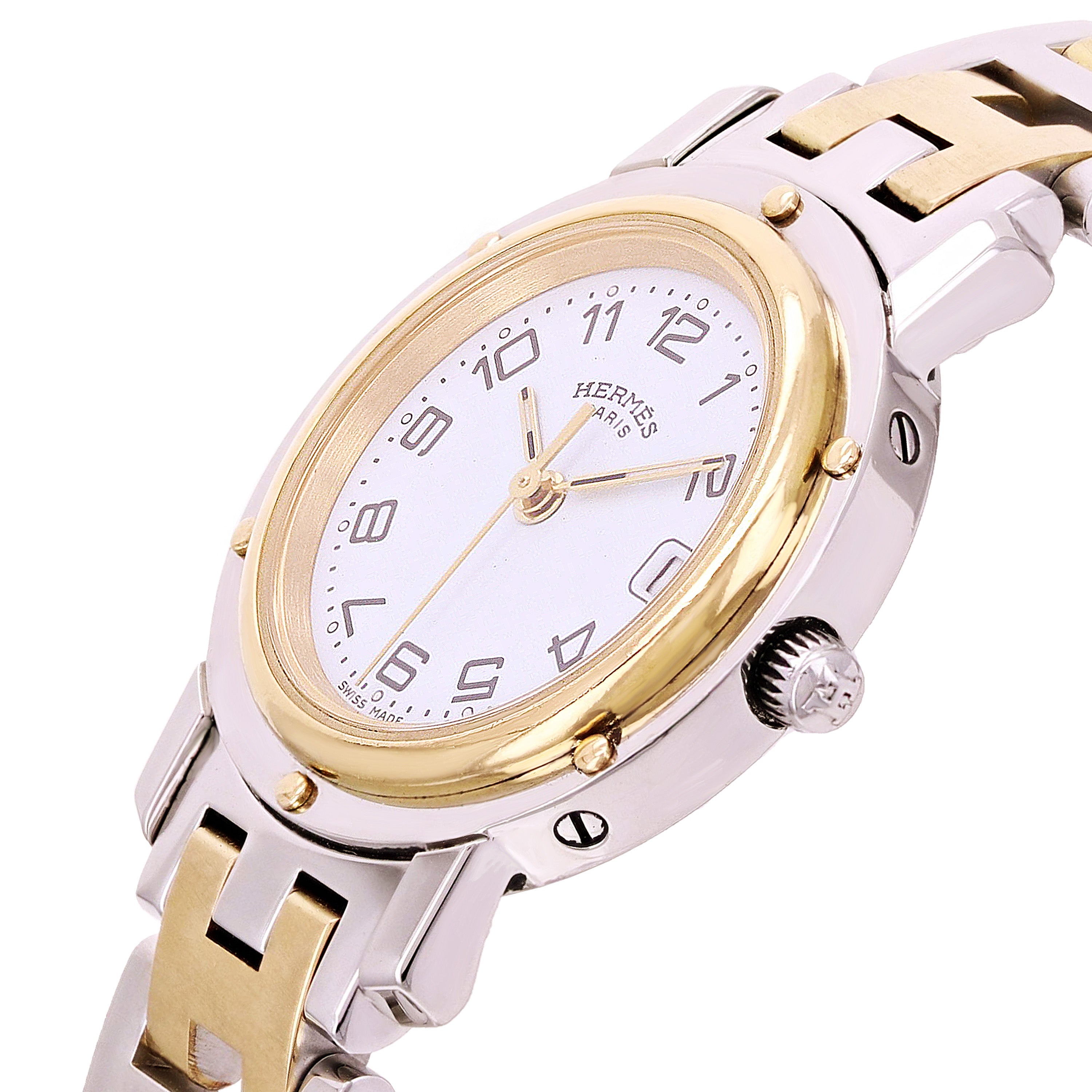 Hermes Ladies Clipper Two-Tone Stainless Steel and Gold Plated Quartz