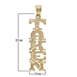 14k Yellow Gold Diamond Cut Word TAKEN Charm Pendant 1.5" 2 grams - Yellow