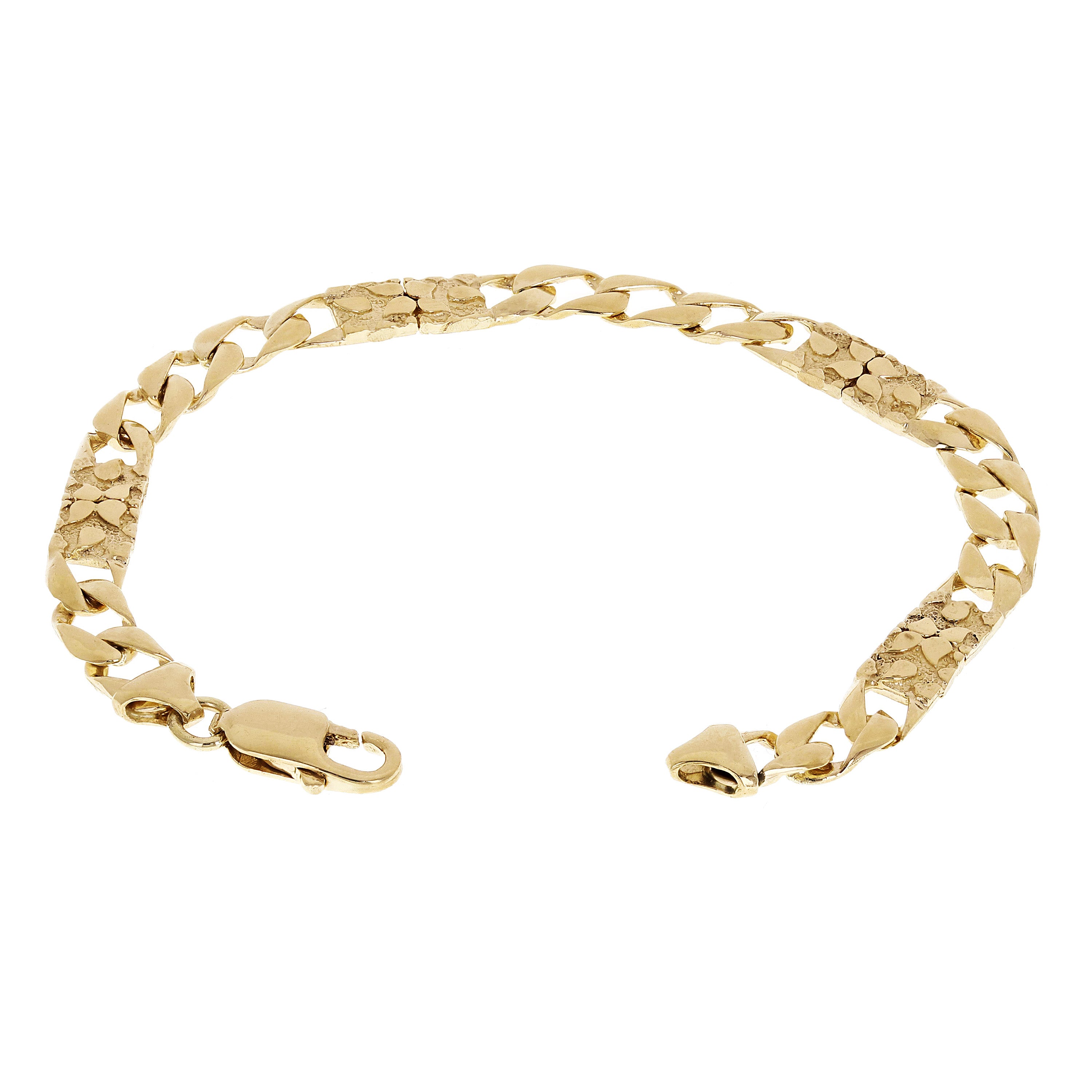 10k Yellow Gold Solid Cuban & Nugget Link Chain Bracelet 8.5" 6.5mm 11.9 grams