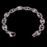 10k White Gold Solid Gucci Puffy Mariner Link Chain Bracelet 7" 10.7mm 33.8 gram - White,7"