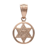14k Rose Gold Small Jewish Star Of David Hebrew Chai Charm Pendant 0.9 gram - Rose