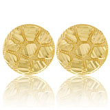 14k Yellow Gold Diamond Cut Nugget Round Stud Earrings 20mm 4.8 grams