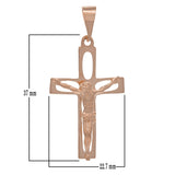 14k Rose Gold Religious Jesus Chris Crucifix Cross Charm Pendant 1.8" 2.8 grams - Rose
