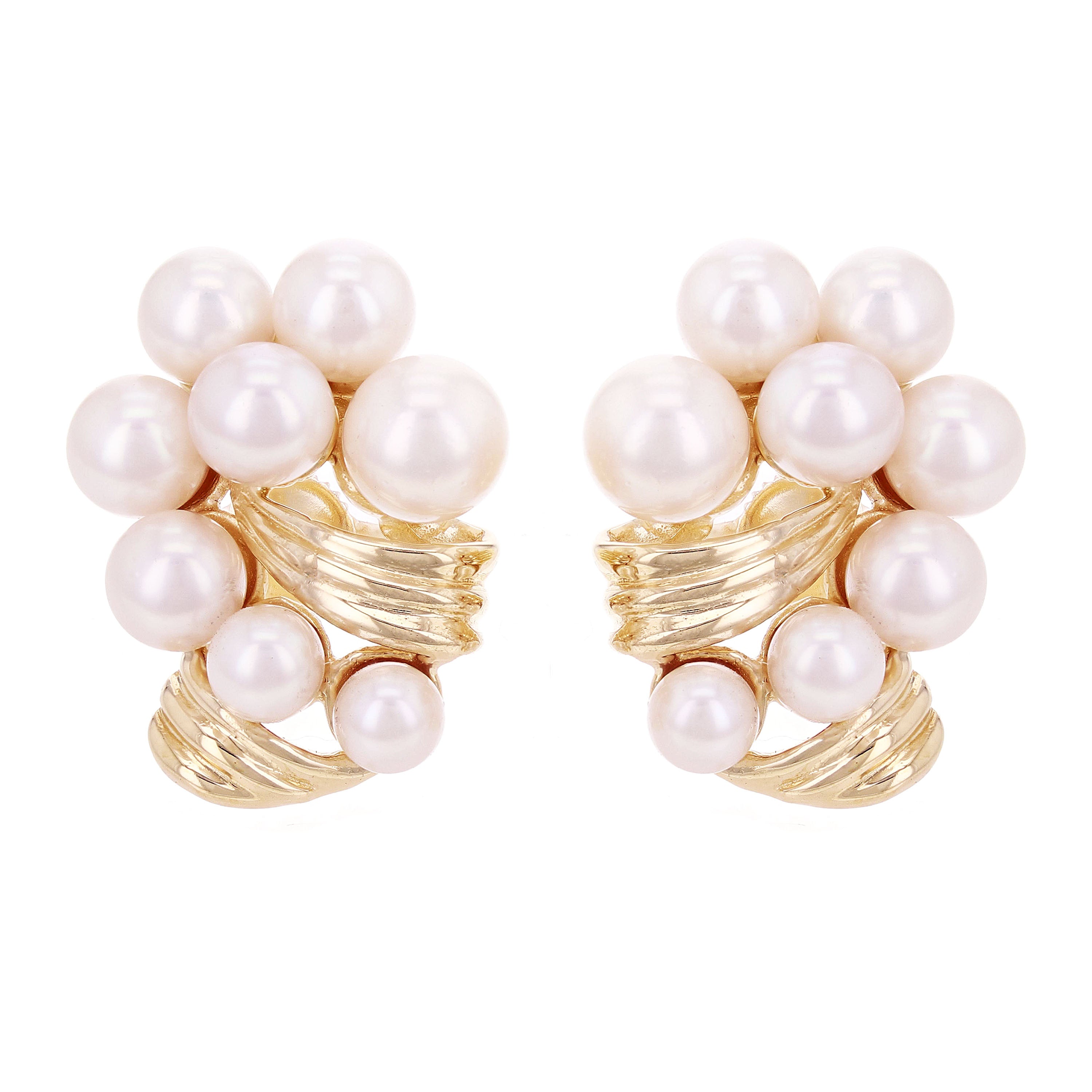 14k Yellow Gold Infinity Fresh Water Pearls Stud Earrings 19mmx15mm 6.4 grams