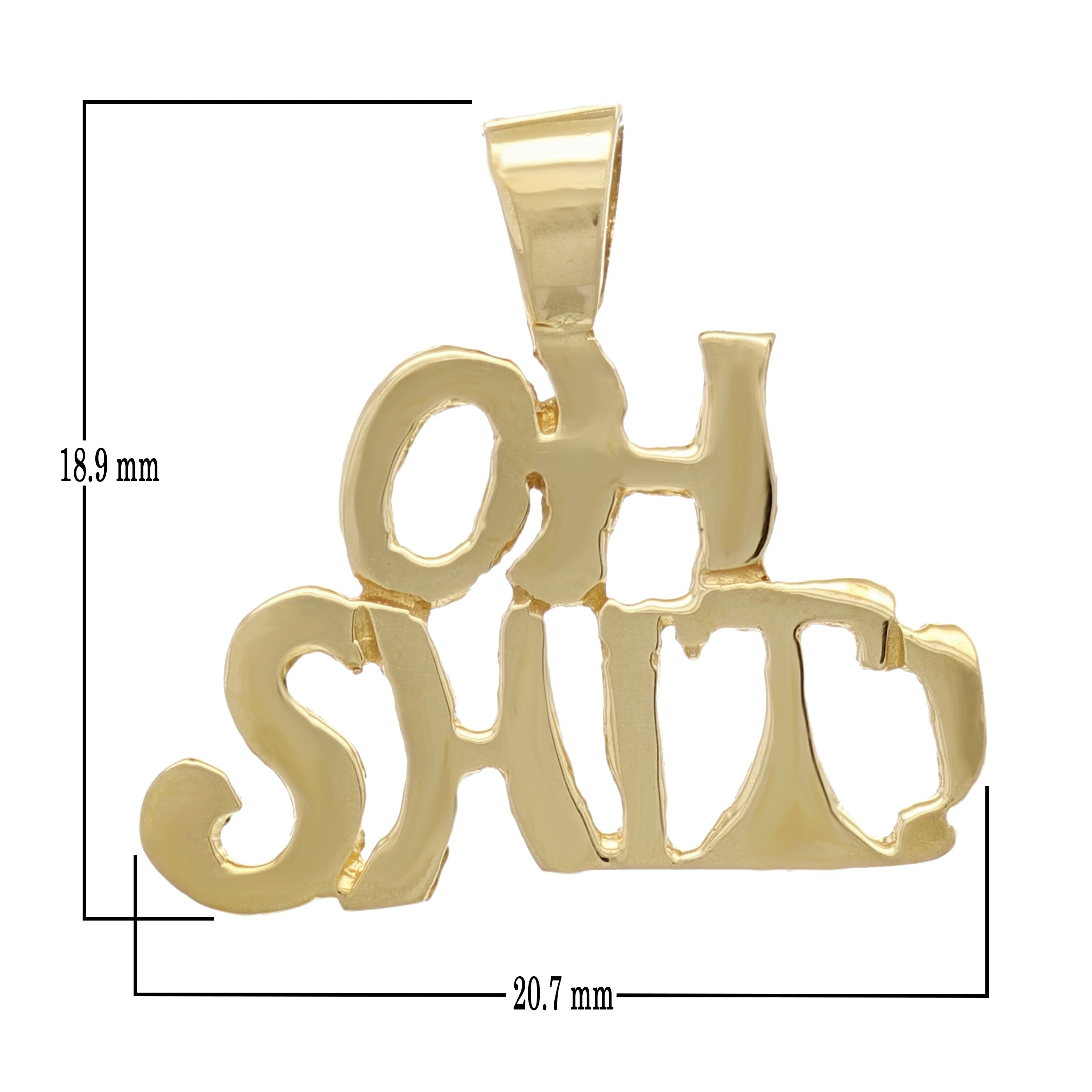 14k Yellow Gold OH SH!T! Words Charm Pendant 1.7 grams - Yellow