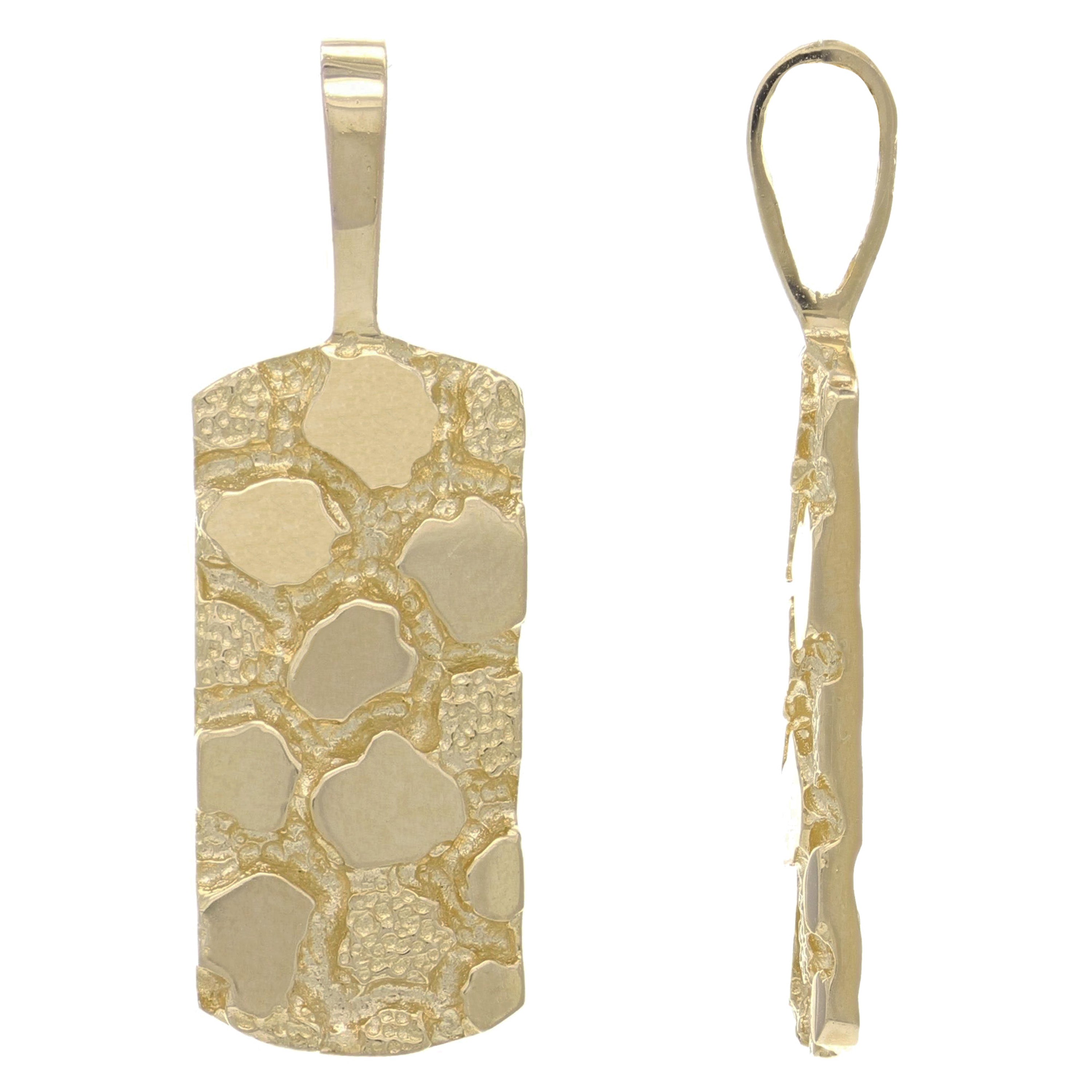 14k Yellow Gold Rectangle Nugget Charm Pendant 1.15" 3.2 grams