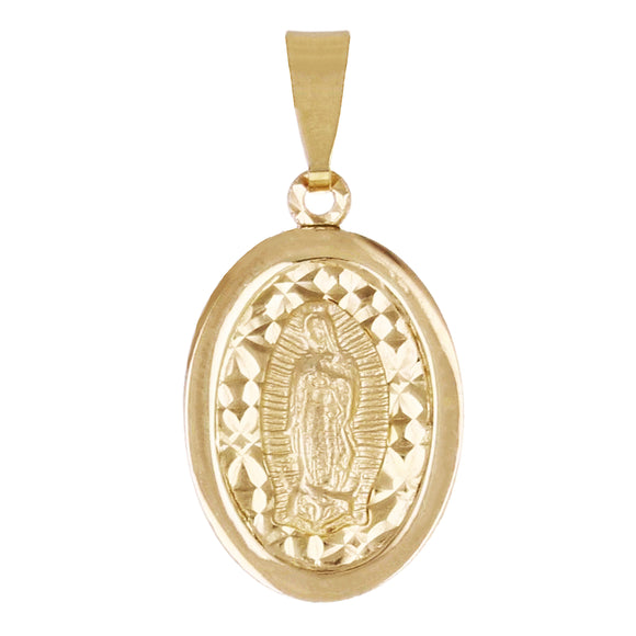 Italian 14k Yellow Gold Miraculous Medal Oval Charm Pendant 21mmx10.5mm 0.9 gram