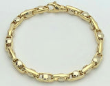 14k Two Tone Gold Handmade Fashion Link Bracelet 8.75" 6.8mm 39.7 grams