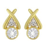 14k Yellow Gold Aquamarine & Diamond Accent XOXO Hugs & Kisses Earrings