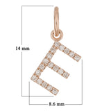 14k Rose Gold Diamond Initial Letter E Charm Pendant - Letter E,Rose