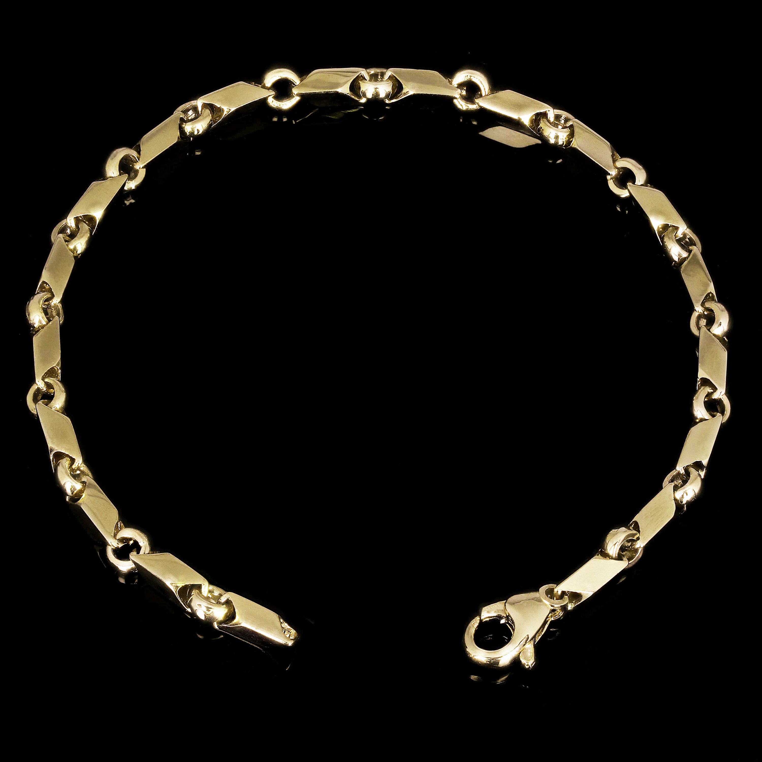 14k Yellow Gold Solid Handmade Fashion Link Bracelet 8" 4.3mm 15.1 grams