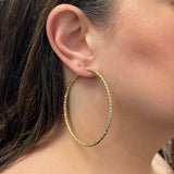 Italian 14k Yellow Gold Diamond Cut Hollow Round Hoop Earrings 2.6" 3mm 4.5grams