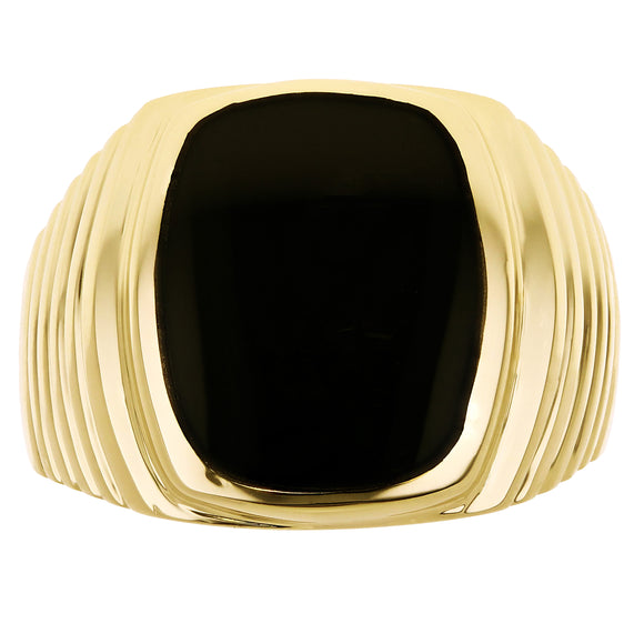 Men's 14k Yellow Gold Rectangle Black Onyx Signet Ring Size 8 - 8.5 grams - Ring Size 8 8.5 grams