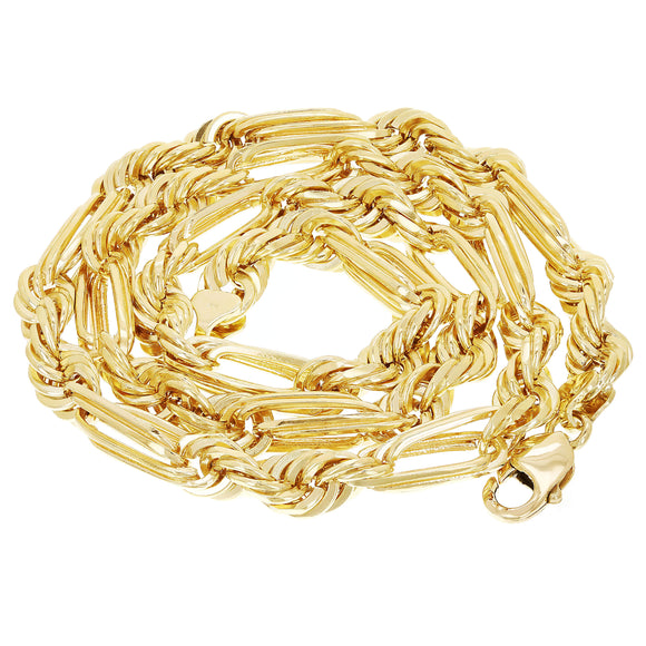 14k Yellow Gold Solid Milano Figaro Rope Chain Necklace 24
