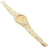 14k Yellow Gold Nugget Link Geneve Wrist Watch with Diamond 7-7.5" 53 grams