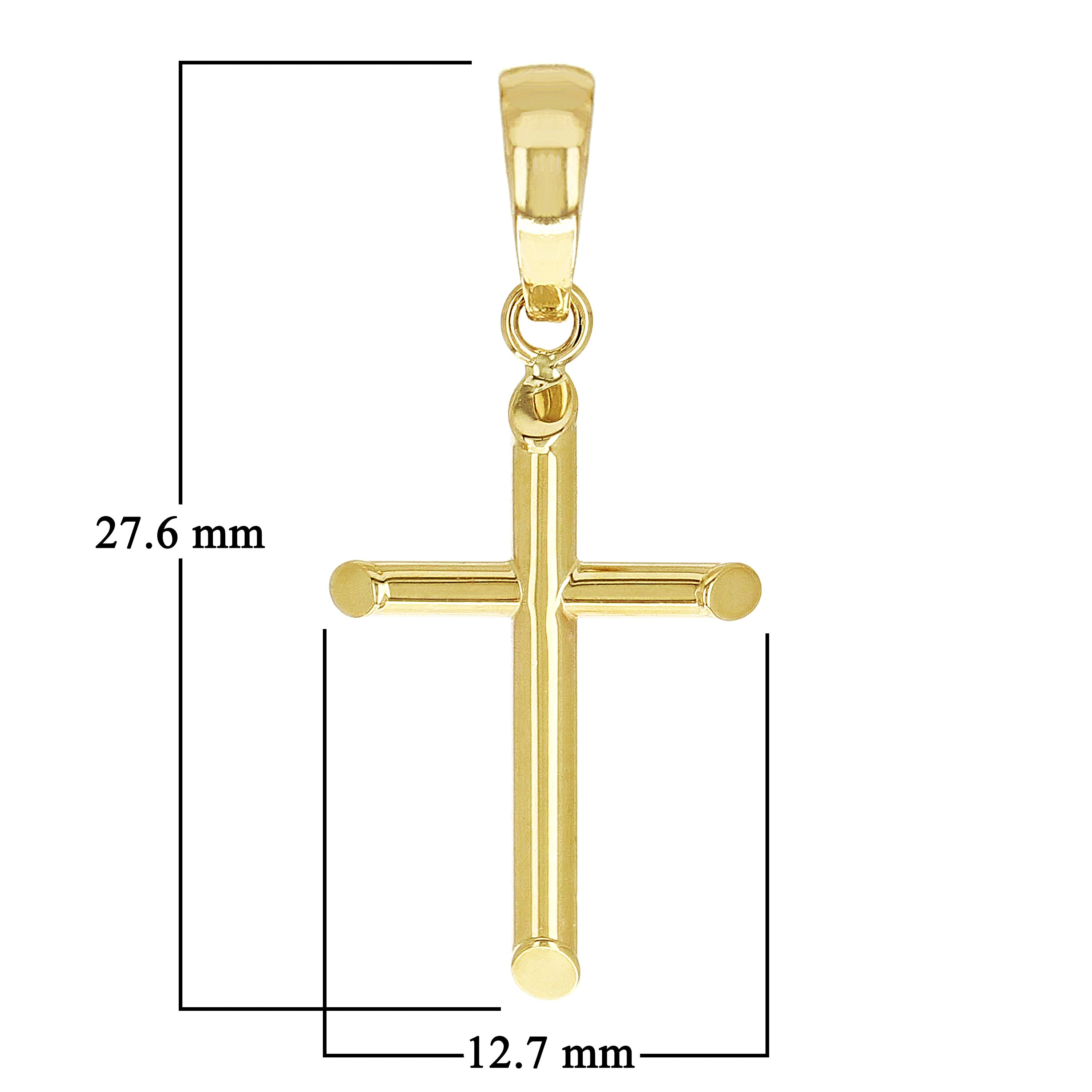 Italian 14k Yellow Gold Hollow High Polish Plain Cross Charm Pendant 1" 0.7 gram