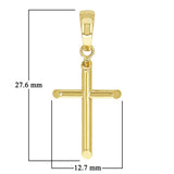 Italian 14k Yellow Gold Hollow High Polish Plain Cross Charm Pendant 1" 0.7 gram
