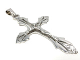 10k White Gold Solid Religious Jesus Crucifix Cross Charm Pendant 2" 4.8 grams