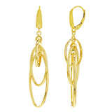 Italian 14k Yellow Gold Triple Graduated Oval Dangle Earrings 2.3" 3 grams