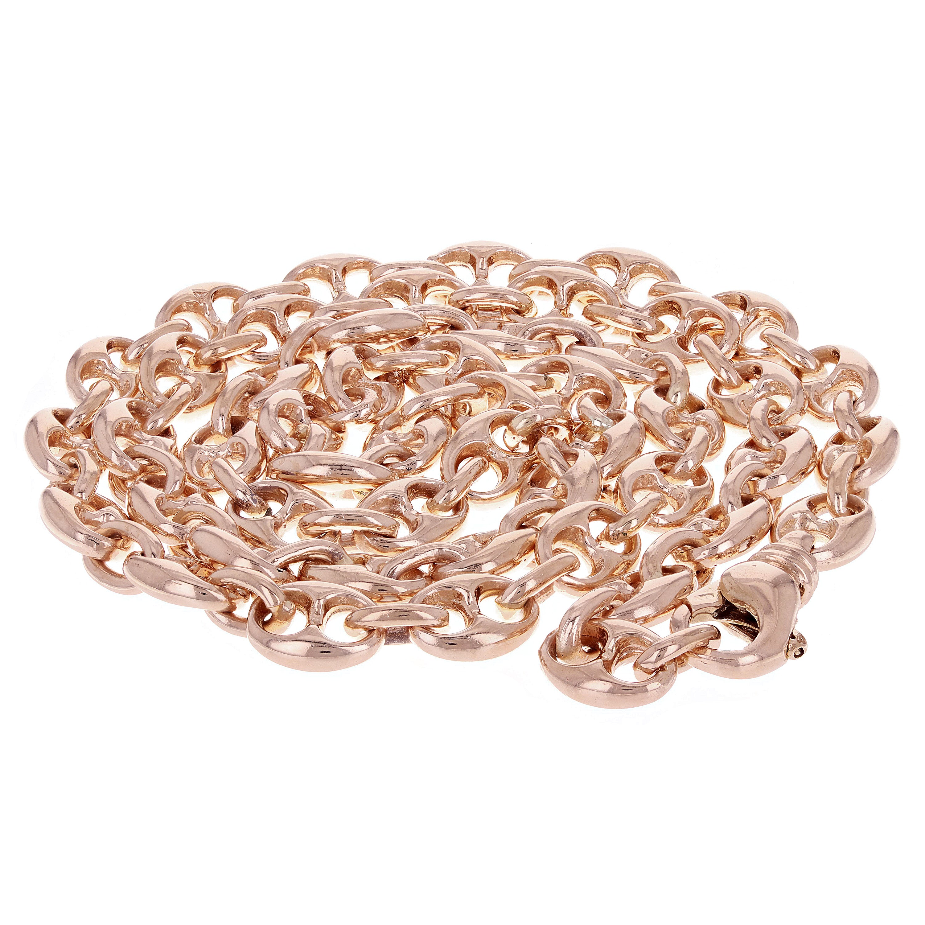 10k Rose Gold Solid Mariner Link Chain Necklace 30" 7.5mm 85 grams