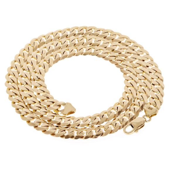 Men's 10k Yellow Gold Solid Curb Cuban Link Chain Necklace 20