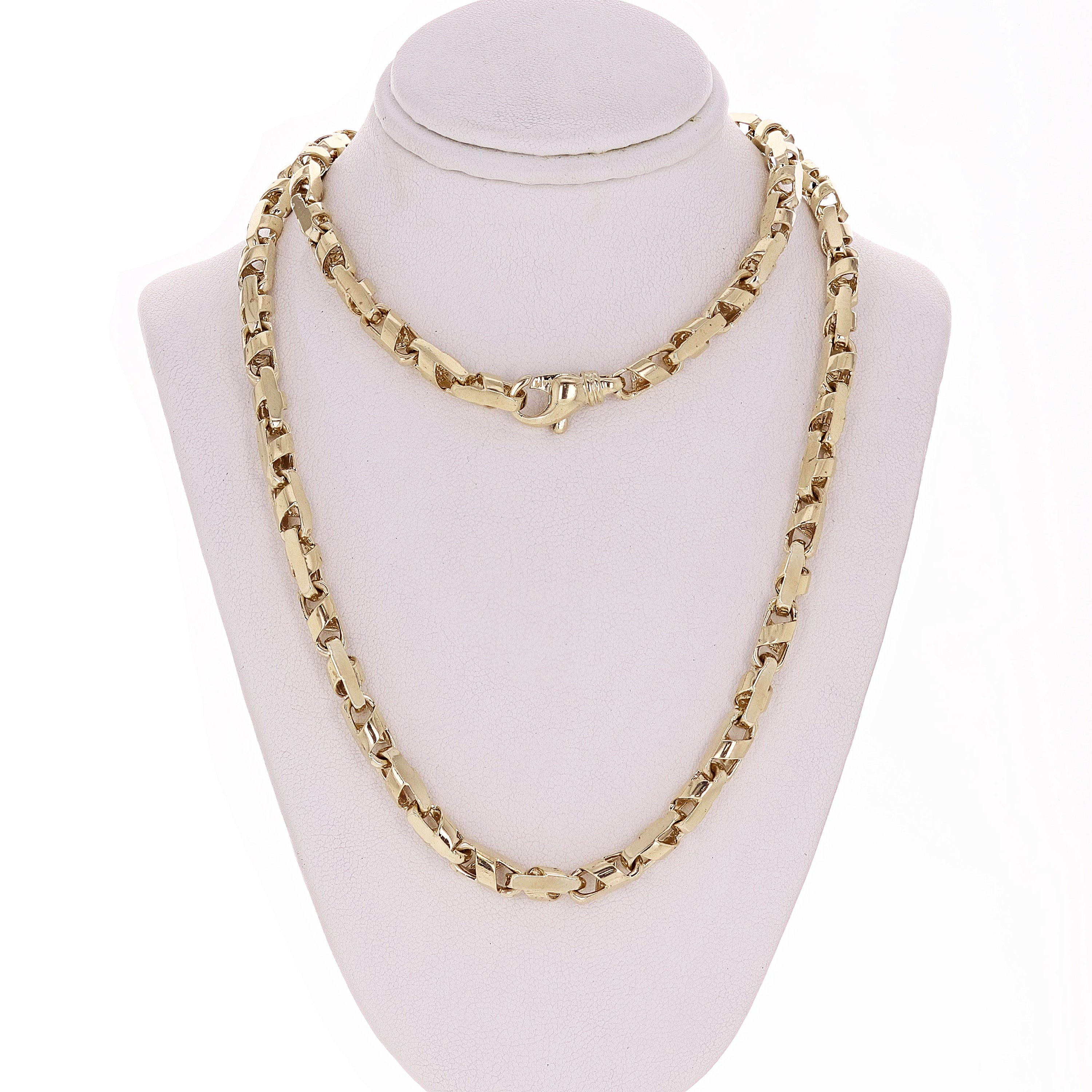 10k Yellow Gold Solid Handmade Fashion Link Necklace 20" 5.5mm 51 grams - 20"