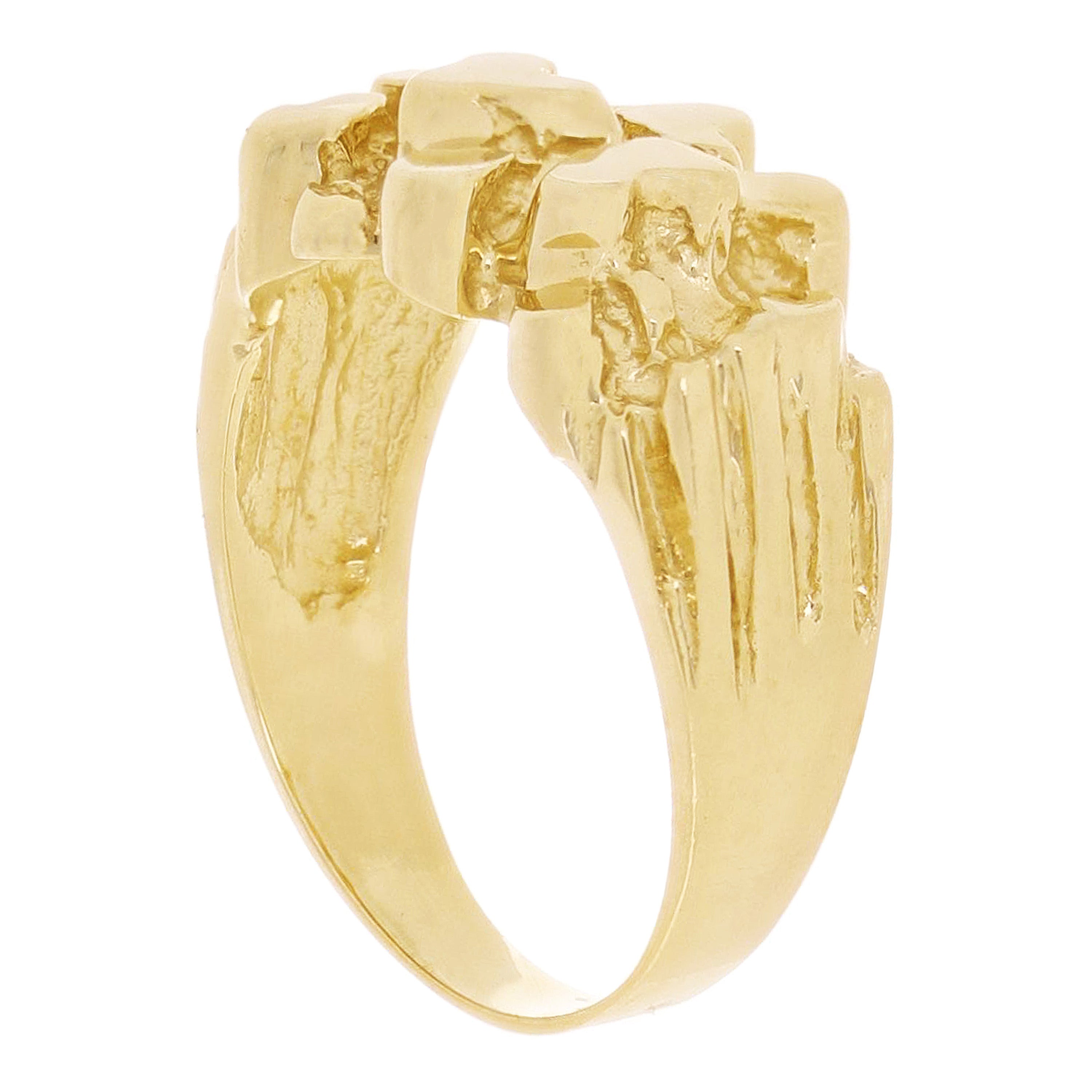 10k Yellow Gold Nugget Style Ring Band 11mm Size 8 - Ring Size 8