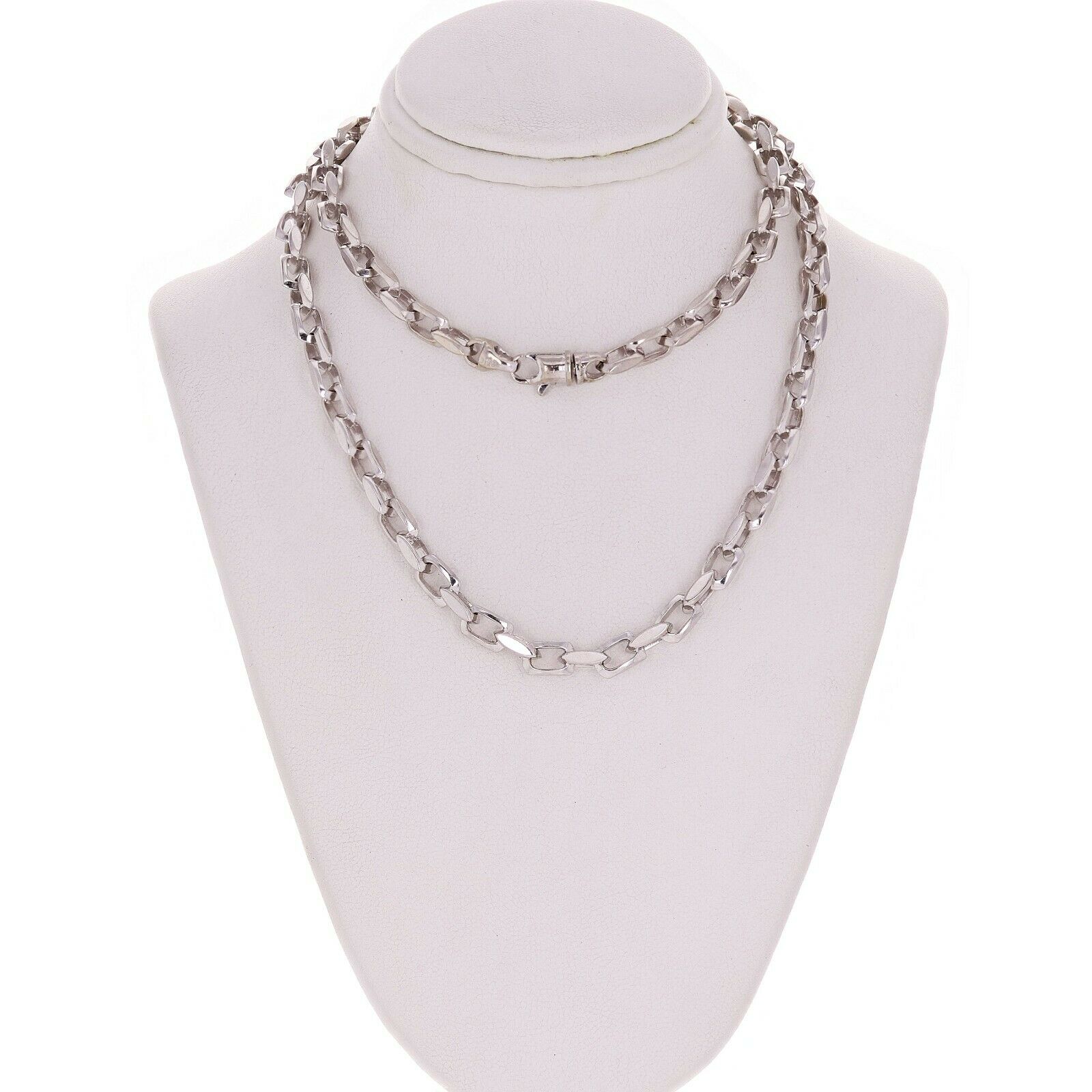 14k White Gold Handmade Fashion Link Necklace 20" 5.5mm 41 grams