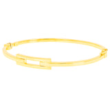 Italian 14k Yellow Gold Hollow Rectangle Bangle Bracelet 7" 6.6mm 4.1 grams