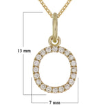 14k Yellow Gold Diamond Initial Letter O Charm Pendant Necklace 18" - Letter O,Yellow